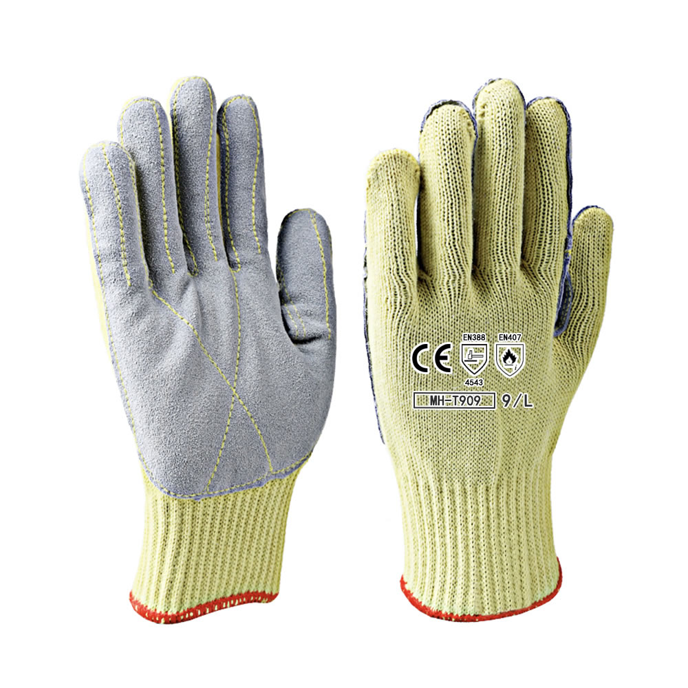 Aramid cut resistant leather gloves